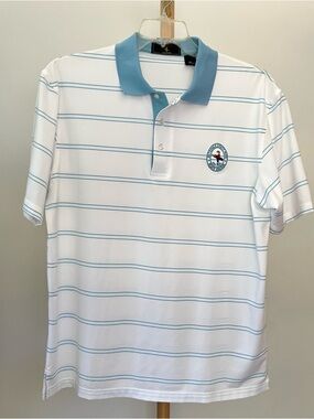 Bethpage Polo Shirt with Light Blue Stripe and Collar Men’s XL